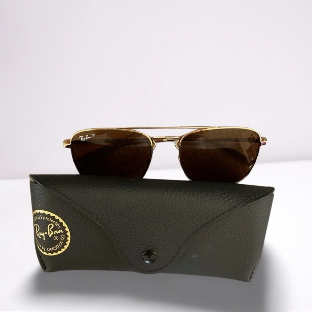 Ray-Ban Gold and Brown Sunglasses with Black Case